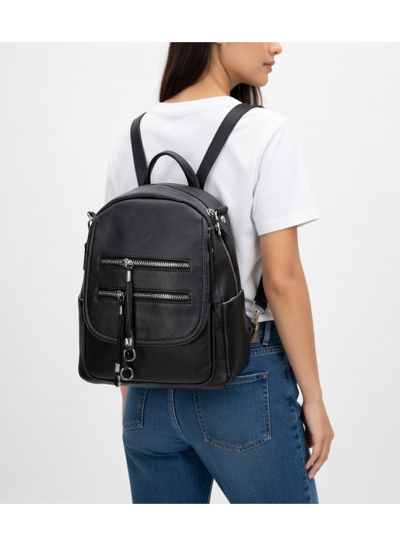 Stylish Multi-Functional Backpack-Premium Convertible Crossbody Bag for Women-Black - Image 5