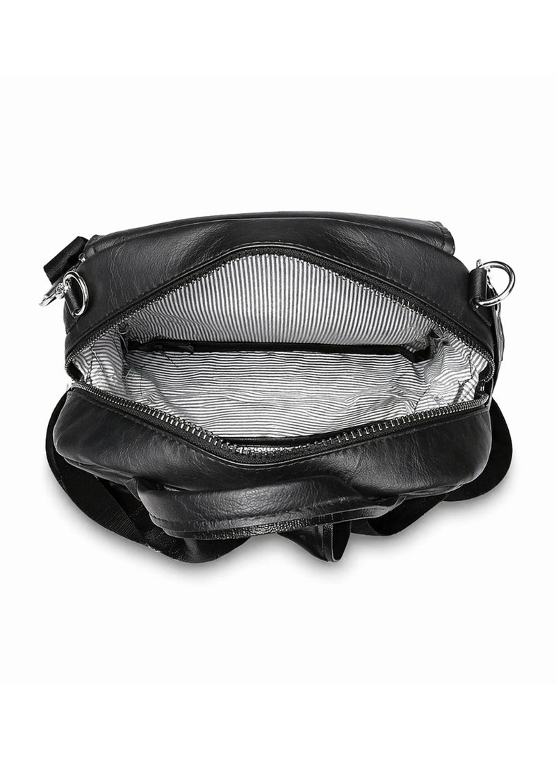 Stylish Multi-Functional Backpack-Premium Convertible Crossbody Bag for Women-Black - Image 3