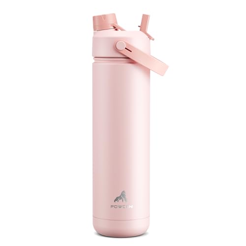 POWCAN 26 oz Insulated Water Bottle with 2-in-1 Straw and Spout Lid, Keep Cold 24H, Leak-Proof, Fits in Car Cup Holder, Stainless Steel Water Bottle for Sports, Travel, and School (Cotton Candy) - Image 1