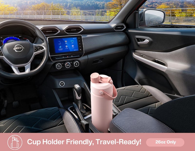 POWCAN 26 oz Insulated Water Bottle with 2-in-1 Straw and Spout Lid, Keep Cold 24H, Leak-Proof, Fits in Car Cup Holder, Stainless Steel Water Bottle for Sports, Travel, and School (Cotton Candy) - Image 4