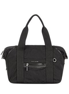 David Jones David Jones women's large handbag tote shopper bag pu genuine leather style multi pocket top handle bags Color BLACK 