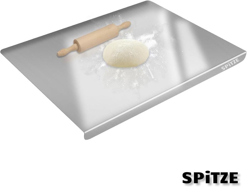 SPITZE Extra Large Stainless Steel Chopping Board for Kitchen with Lip | 304 Stainless Steel Cutting Board for Vegetables, Meat, Fruits and Dough Making | Heavy Duty Steel Worktop Board (50x40 cm) - Image 2