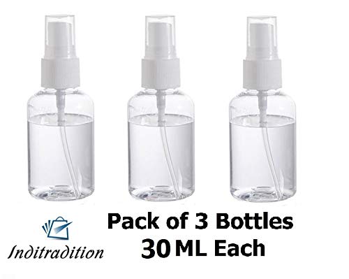 Inditradition Refillable Plastic Spray Empty Bottle | Mist Spray Bottle | For Home Office Car Travel Cleaning (Transparent, Pack of 3, 30 ml) - Image 2