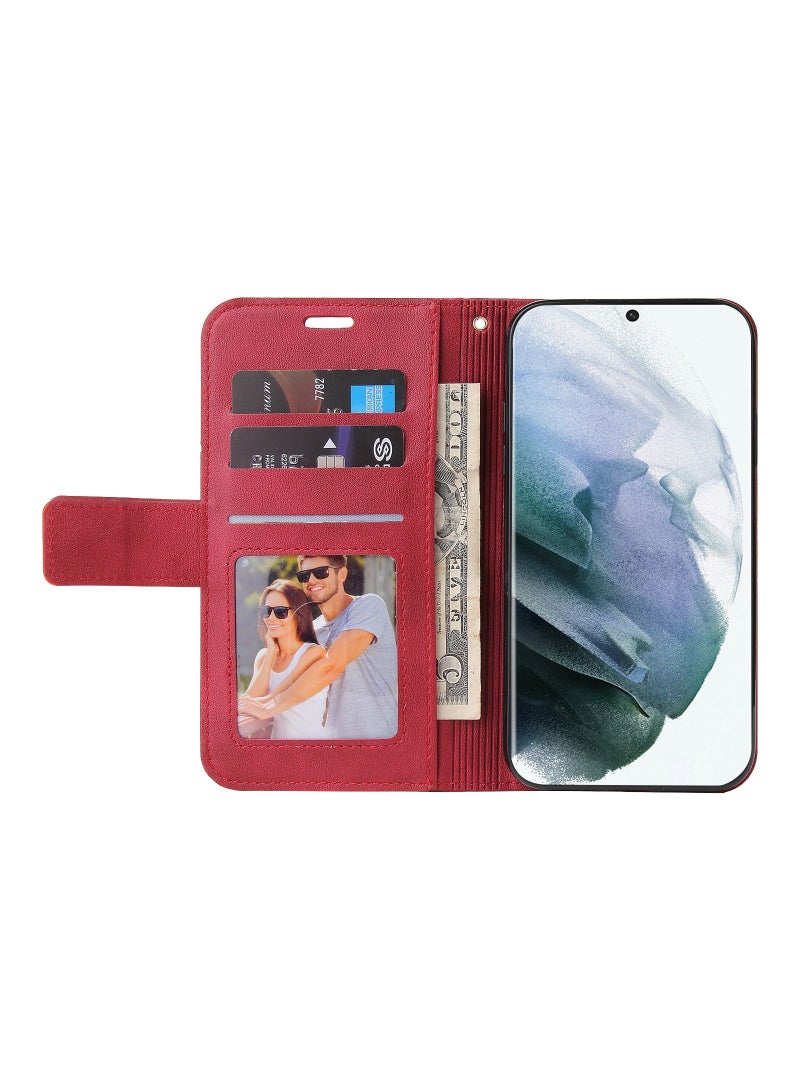 Suteni Magnetic Clasp Flip Cover Card Slots Leather Phone Case for Samsung - Image 2