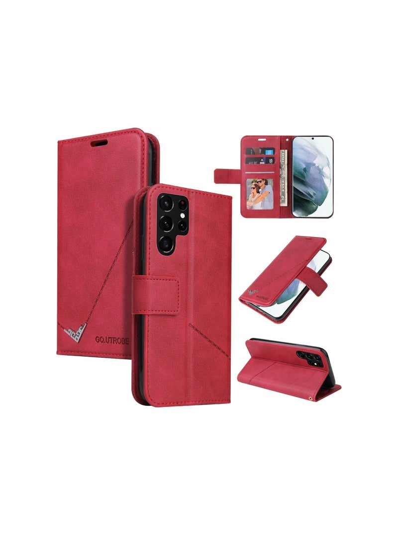 Suteni Magnetic Clasp Flip Cover Card Slots Leather Phone Case for Samsung - Image 3