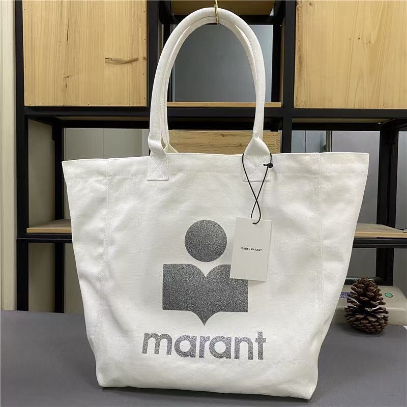 Japanese South Korea Casual Letter Printed Canvas Bag Shoulder Bag Women'S Large Capacity Tote Bag Denim Mummy Bag - Image 1