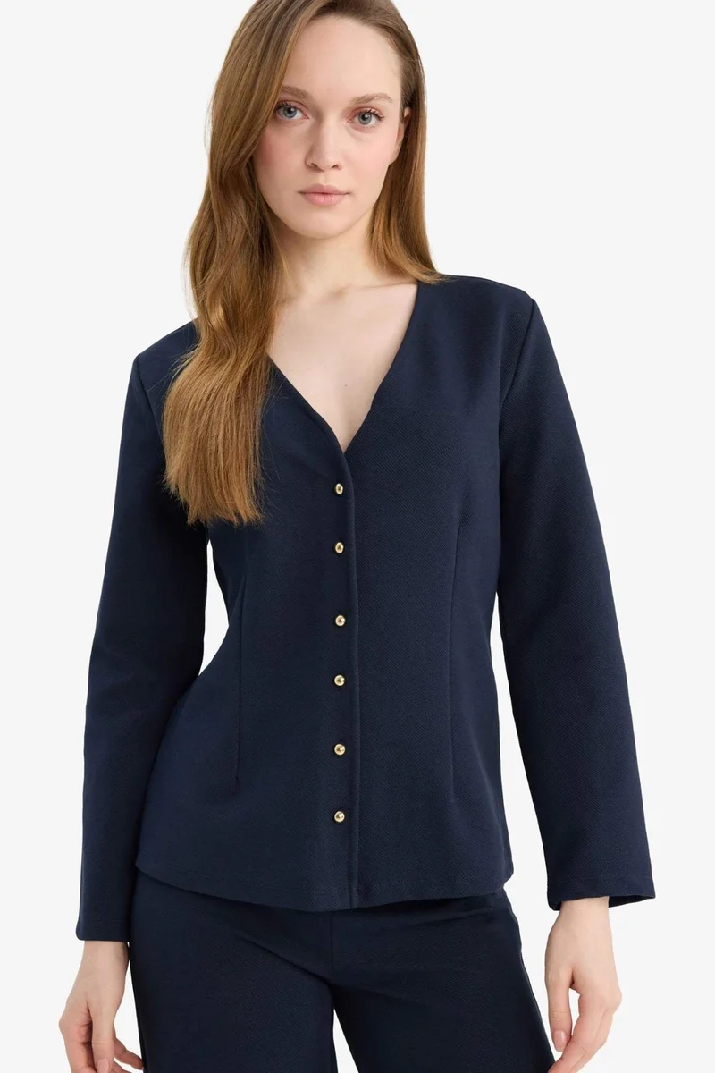 ديفاكتو Regular Fit V-Neck Cardigan