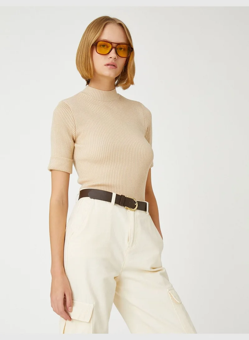 كوتون Turtle Neck Sweater Short Sleeve