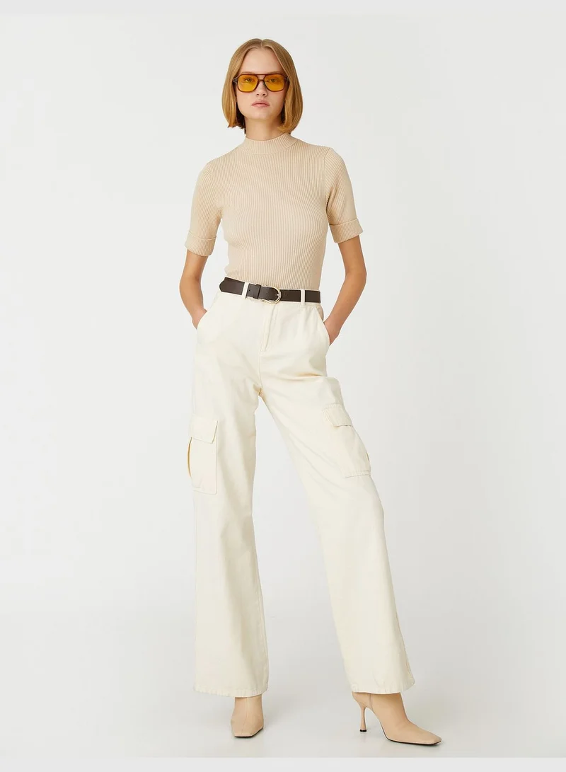 كوتون Turtle Neck Sweater Short Sleeve