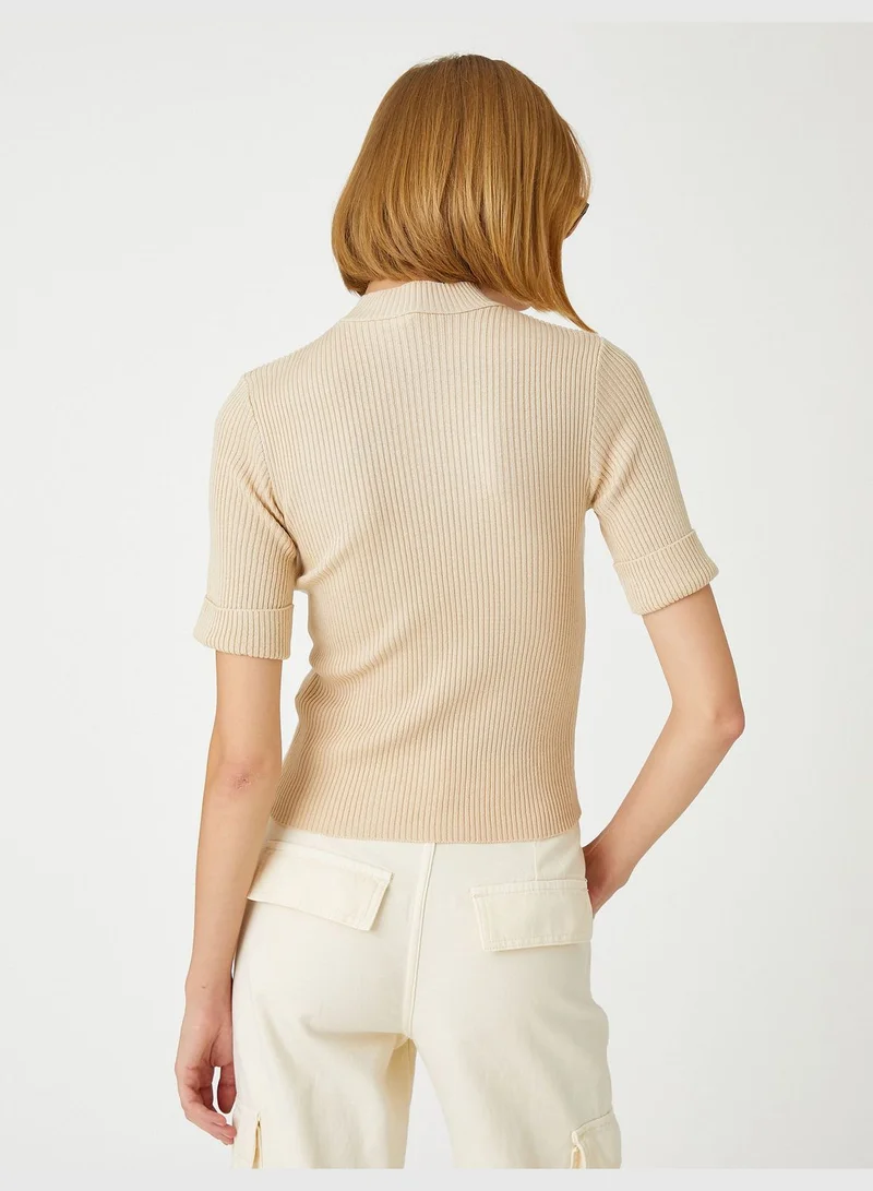 كوتون Turtle Neck Sweater Short Sleeve