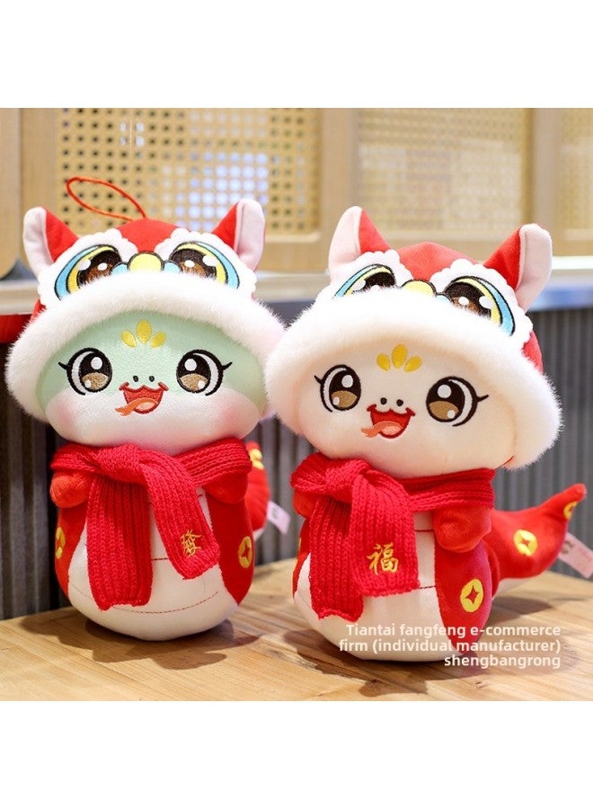 Cartoon Year Gift Zodiac Event Mascot Doll Snake Doll Plush Toy Year Snake-Specification:25cm +year Of The Snake Gift Bag-Colour:Red Scarf 【white Face】 - Image 5