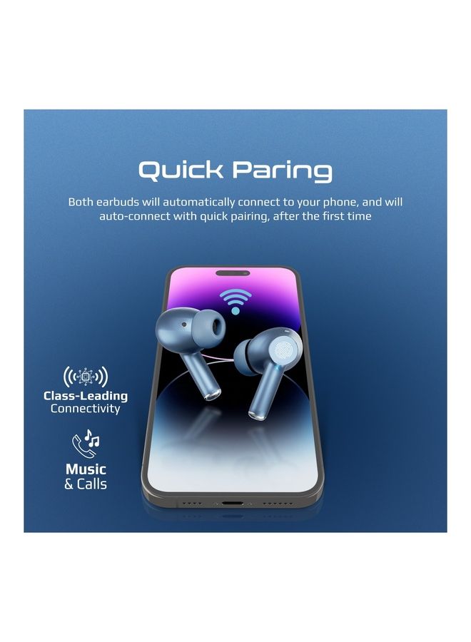 PROMATE Bluetooth Earbuds, Wireless Active Noise Cancelling Headphones with IntelliTouch Control, 25H Long Playtime, Portable Charging Case and Built-In Mic , ProPods Blue - Image 4