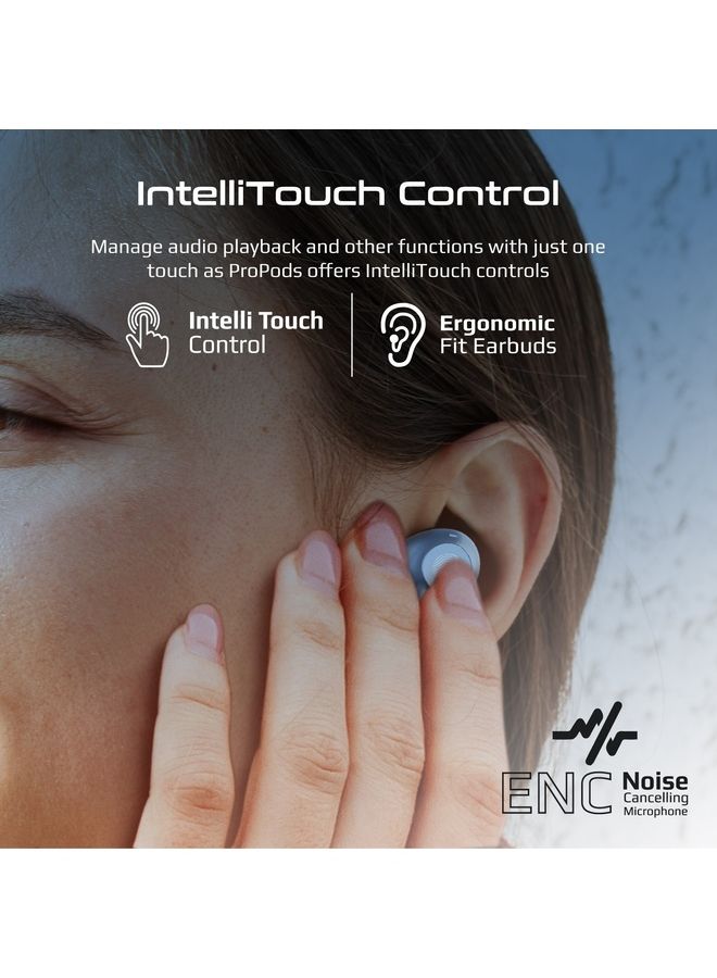 PROMATE Bluetooth Earbuds, Wireless Active Noise Cancelling Headphones with IntelliTouch Control, 25H Long Playtime, Portable Charging Case and Built-In Mic , ProPods Blue - Image 5