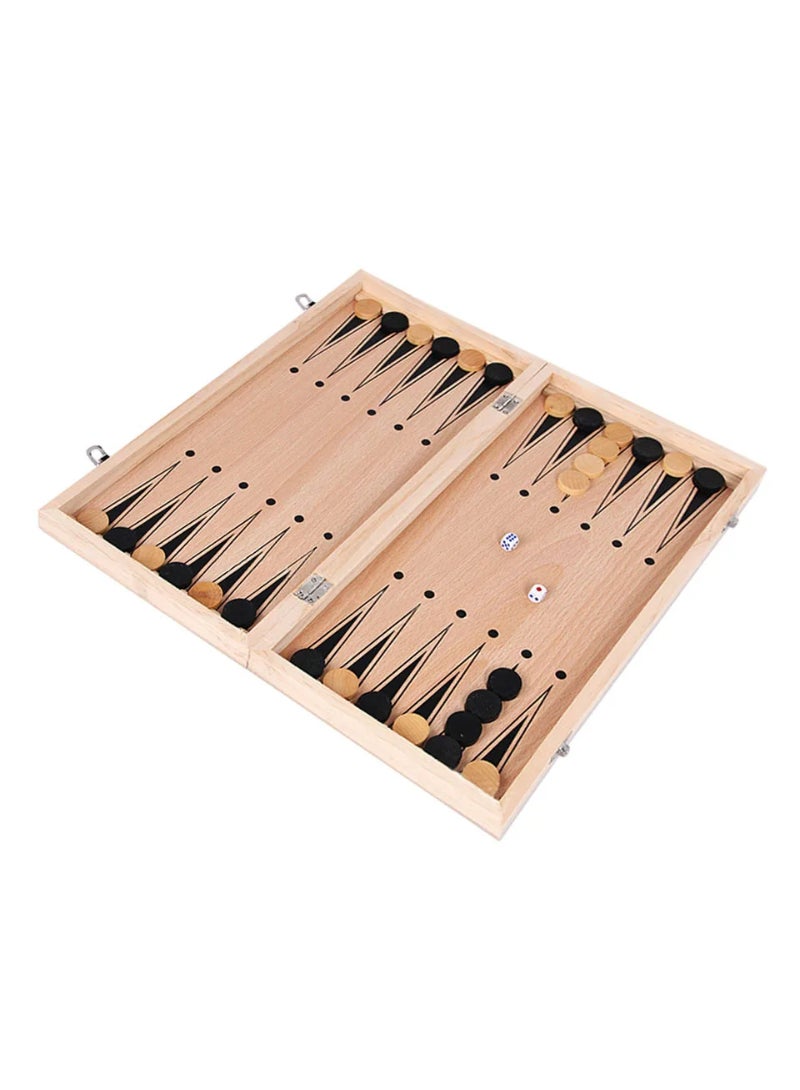 AROAQ 3 In 1 Chess Board Folding Wooden Portable Chess Game Board Wooden Chess Board For Adults Chess Checkers Backgammon - Image 4