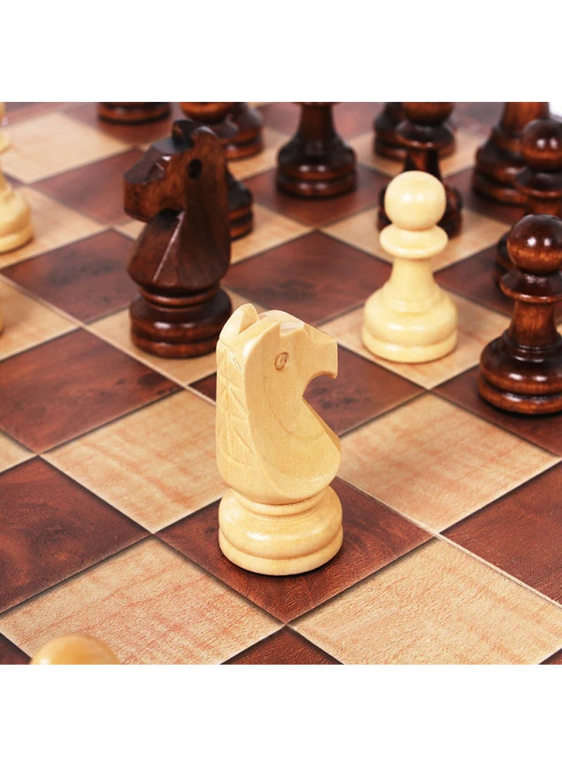 AROAQ 3 In 1 Chess Board Folding Wooden Portable Chess Game Board Wooden Chess Board For Adults Chess Checkers Backgammon - Image 5