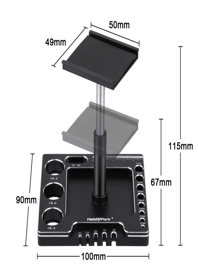 HobbyPark 1/18 1/24 RC Crawler Work Stand 360 Degree Rotation Lift Or Lower RC Car Repair Workstation for TRX4M TRX4MT Axial SCX24 AX24 FCX24 Tools (Unassembled) (Black-Silver) - Image 2