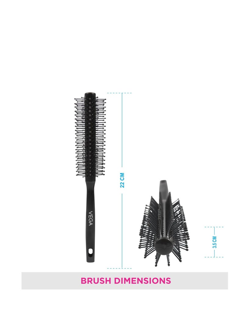 Vega Round Hair Brush (India's No.1* Hair Brush Brand) For Adding Curls, Volume & Waves In Hairs| Men and Women| All Hair Types (R3-RB)
