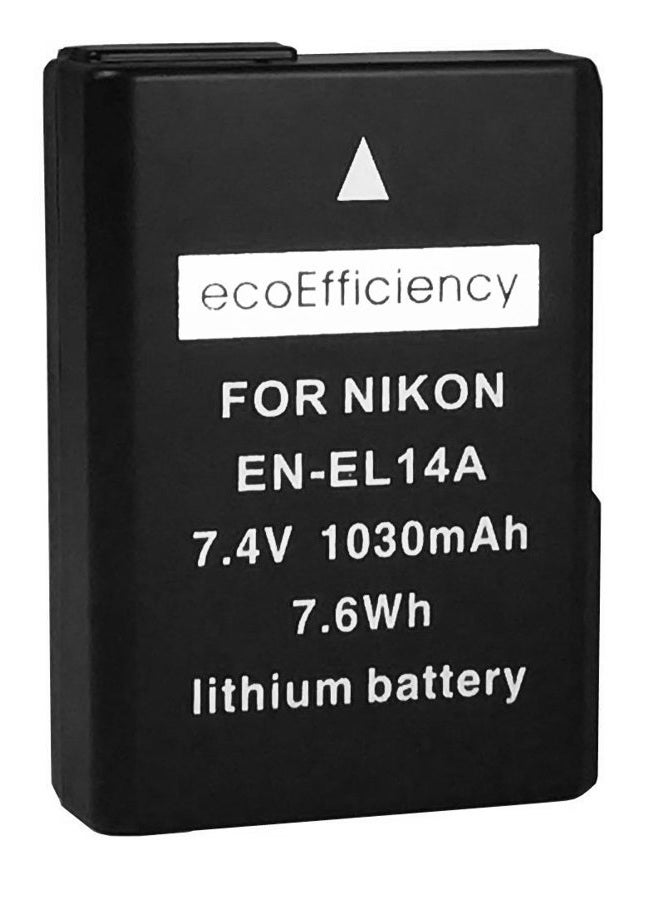 ecoEfficiency 2-Pack of EN-EL14, EN-EL14A Batteries + Battery Charger for Nikon D3500, D3100, D3200, D3300, D3400, D5100, D5200, D5300, D5500, D5600, DF, Coolpix P7000, P7100, P7700, P7800 Cameras - Image 2