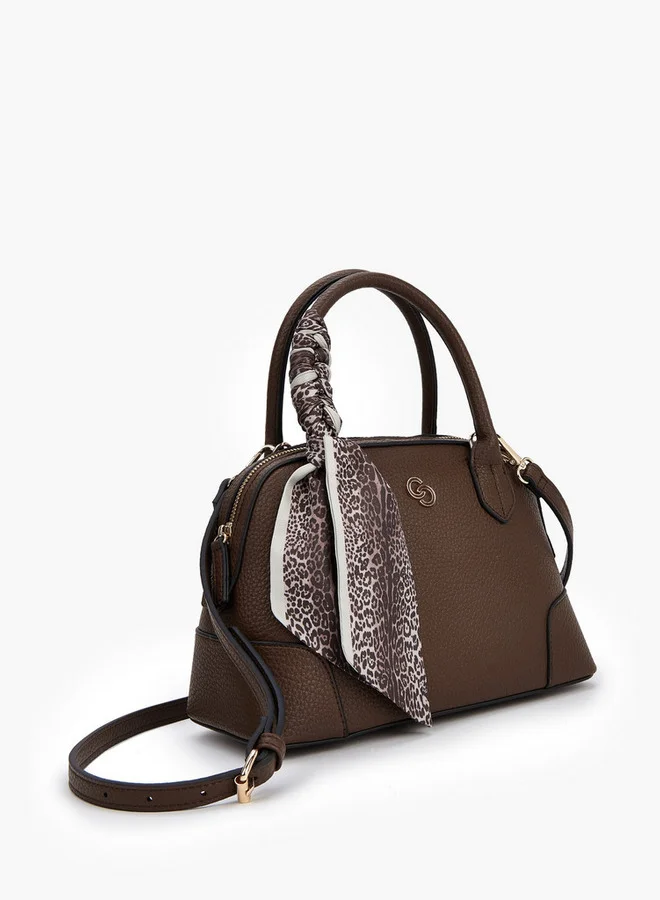 Celeste Solid Tote Bag with Double Handle and Scarf Accent