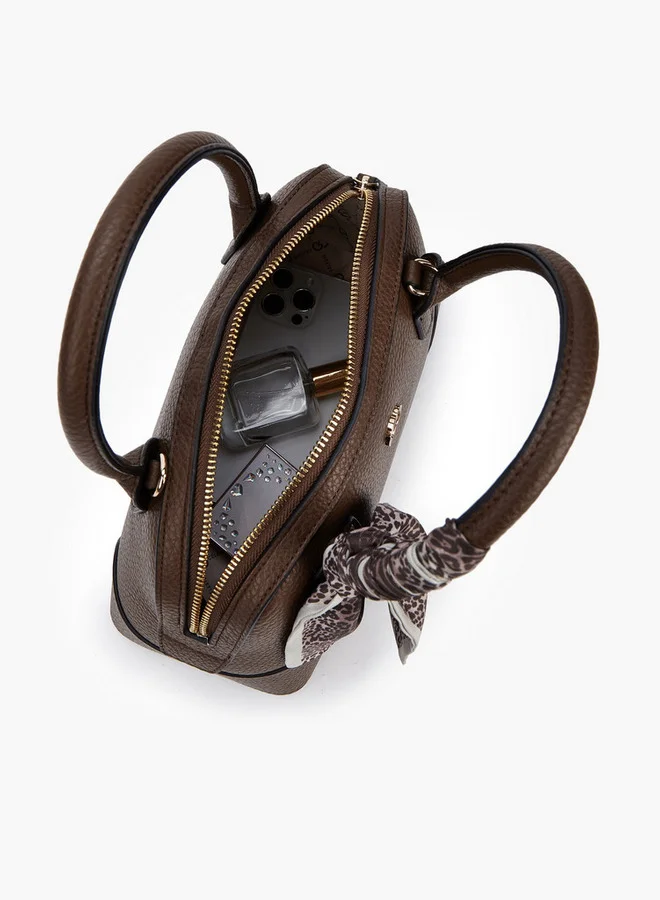 Celeste Solid Tote Bag with Double Handle and Scarf Accent