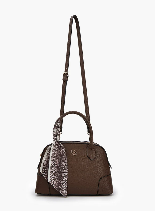 Celeste Solid Tote Bag with Double Handle and Scarf Accent
