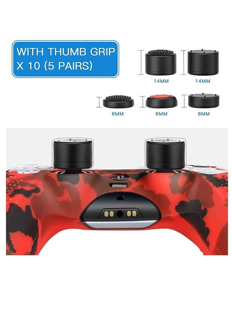 Y&D Silicone Shell Accessories For PS5 Wireless Controller Handles With Non Slip Dust Protection Cover, Handle x 1, Thumb 10 (Red Camouflage)  - Image 5
