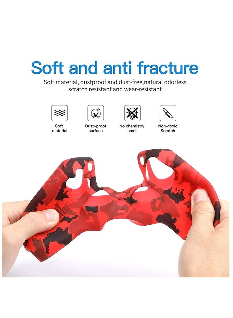 Y&D Silicone Shell Accessories For PS5 Wireless Controller Handles With Non Slip Dust Protection Cover, Handle x 1, Thumb 10 (Red Camouflage)  - Image 2