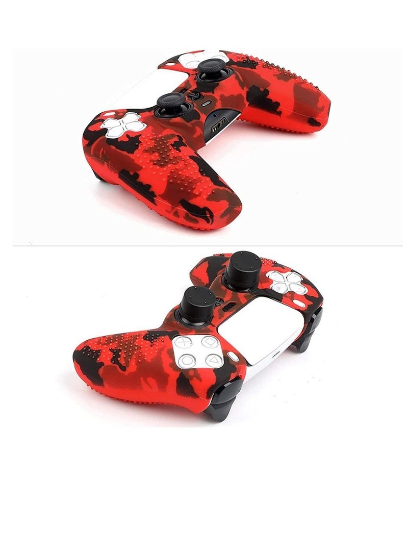 Y&D Silicone Shell Accessories For PS5 Wireless Controller Handles With Non Slip Dust Protection Cover, Handle x 1, Thumb 10 (Red Camouflage)  - Image 4