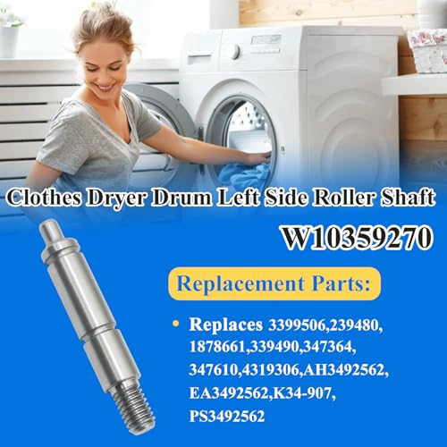 Zeiboat W10359270 Dryer Drum Shaft Replacement, Left Side Roller Shaft, Replaces AP6020387, WPW10359270, 1878661, 239480, etc - Image 5