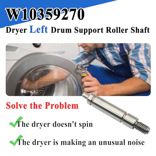 Zeiboat W10359270 Dryer Drum Shaft Replacement, Left Side Roller Shaft, Replaces AP6020387, WPW10359270, 1878661, 239480, etc - Image 3