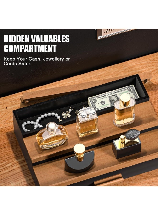 Wooden Cologne Organizer for Men, 3 Tier Perfume Organizer Display Shelf with Drawer Storage and Hidden Compartment, Large Capacity Walnut Perfume Holder Great Gift for Man (Black) - Image 4