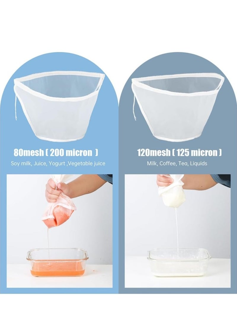 Generic 3 Pack (Three Different Sizes) Bowl Shape Nylon Nut Milk Bag, Reusable Cheese Clothes Bag for Filtering, Fine Mesh Food Strainer Bag, Cold Drink Bag for Almond Milk, Tea  - Image 3