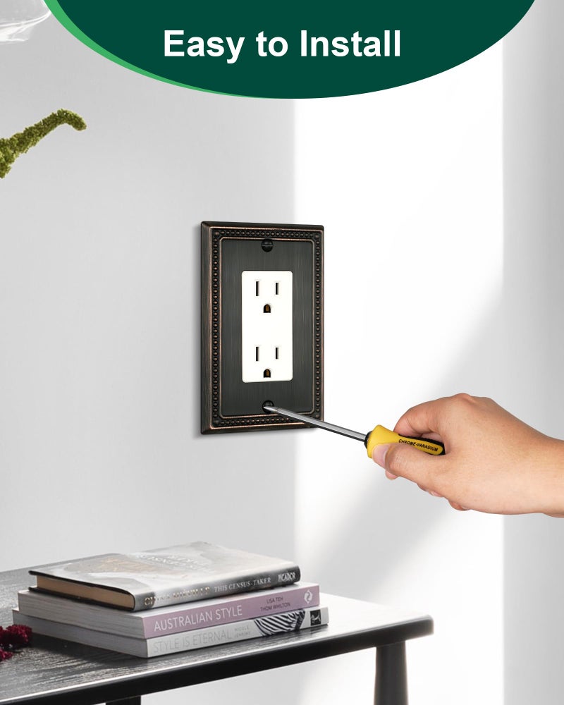 TREEWELL 6-Pack Decorator Outlet Cover Plate, Decorative Switch Plates and Outlet Covers, Aged Bronze Metal Wall Plates for Electrical Outlets, Receptacle, GFCI Outlet, Dimmer Switch - Image 5