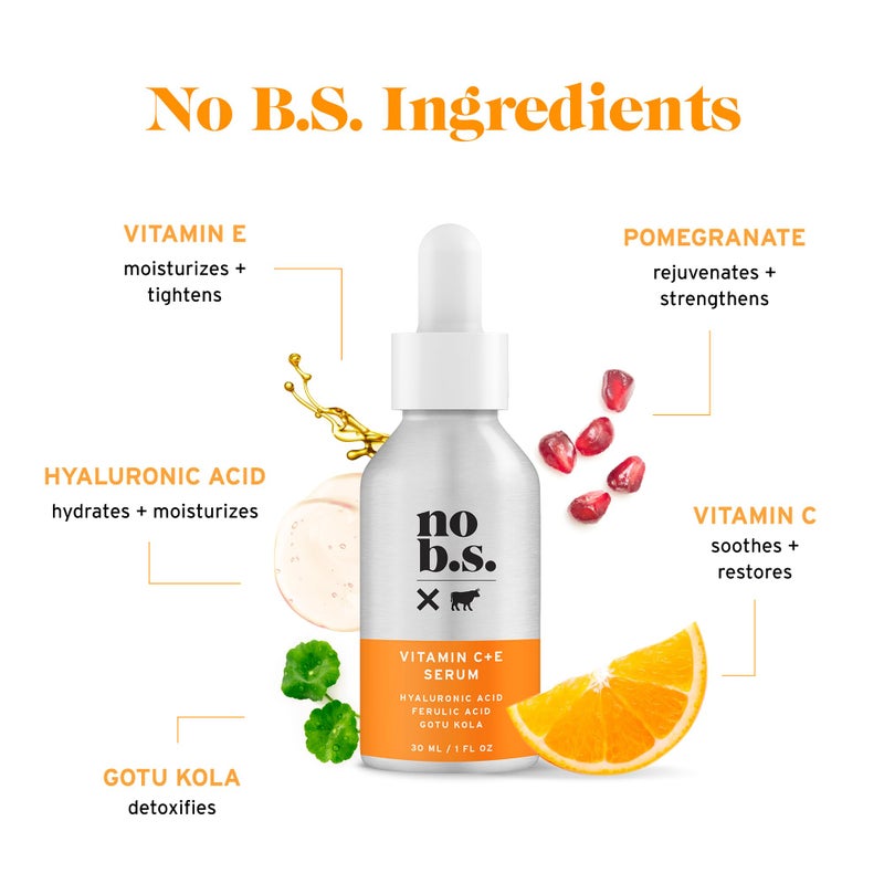 NO B. S. NO BAD STUFF No Bad Stuff - Vitamin C + E Serum - Firming Face Serum for Anti-Aging, Smooths, Hydrates, Plumps Fine Lines & Reduces Dark Spots (1 fl oz) - Image 2