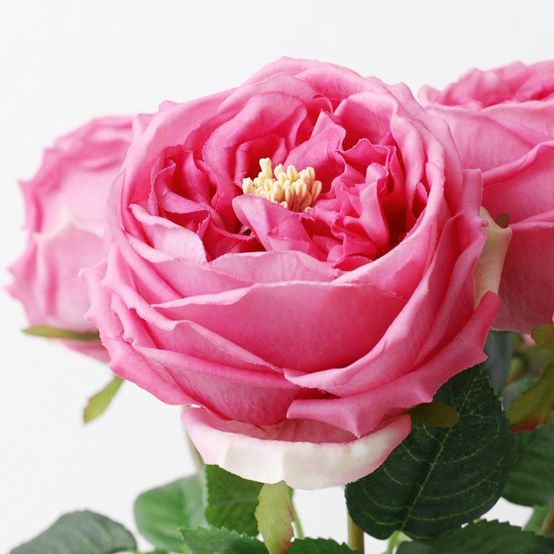 UKELER Real Touch Austin Roses 4 Pcs Artificial Flowers Rose Red Fake Silk Flowers for Home Decor Flower Arrangement Wedding Party Decoration - Image 3