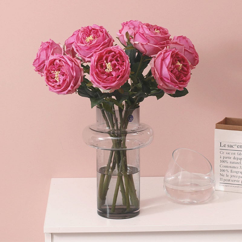 UKELER Real Touch Austin Roses 4 Pcs Artificial Flowers Rose Red Fake Silk Flowers for Home Decor Flower Arrangement Wedding Party Decoration - Image 5
