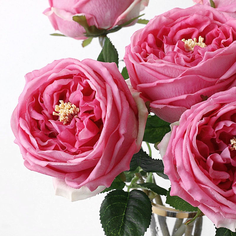 UKELER Real Touch Austin Roses 4 Pcs Artificial Flowers Rose Red Fake Silk Flowers for Home Decor Flower Arrangement Wedding Party Decoration - Image 4