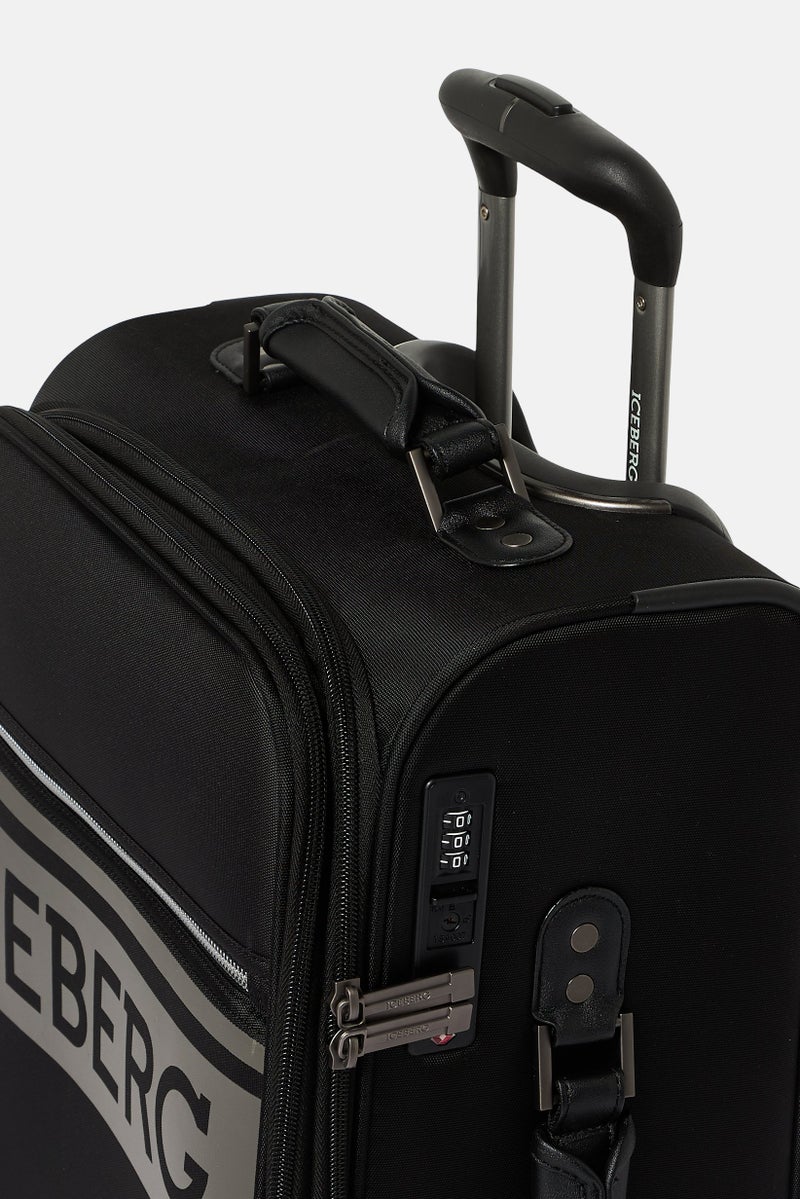 ICEBERG 20 Inch Brand Logo Compact Spinner Luggage, Black - Image 4