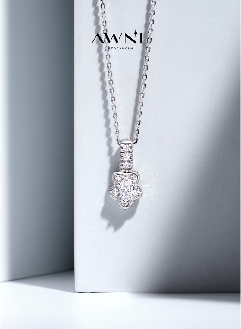 AWNL Pearl of the Moon Women's Necklace - Pendant with CZ Diamond and Sterling Silver, Middle East Exclusive Collection - Image 1