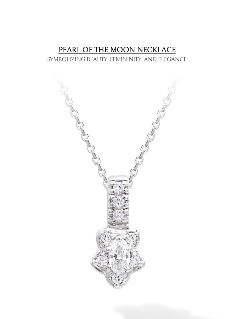 AWNL Pearl of the Moon Women's Necklace - Pendant with CZ Diamond and Sterling Silver, Middle East Exclusive Collection - Image 4