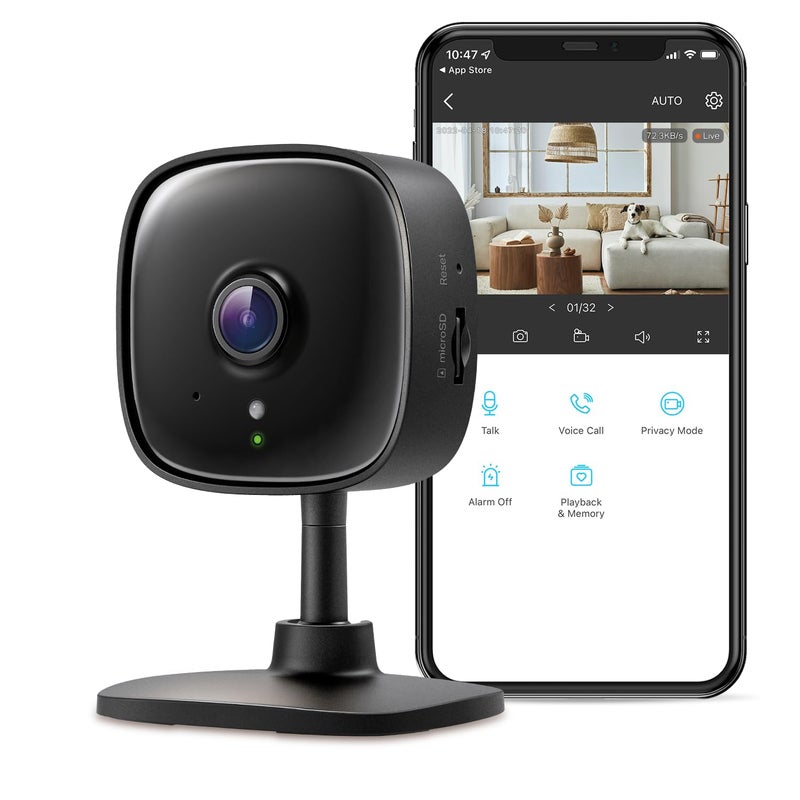 Tapo 2K Indoor Wired Security Camera - Works as a Baby Monitor & Pet Camera, Person/Motion/Baby Cry Detection, 2-Way Audio, Siren, Subscription-Free Local Storage or Optional Cloud, Black, C111 - Image 1