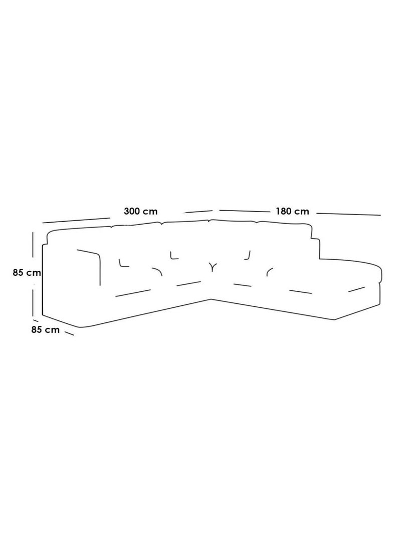 Mardod Saudi L-Shaped Corner Sofa Made of Swedish Wood with Linen Fabric, Size 300/180 x 85 x 85 cm - Beige - ART01830 - Image 2