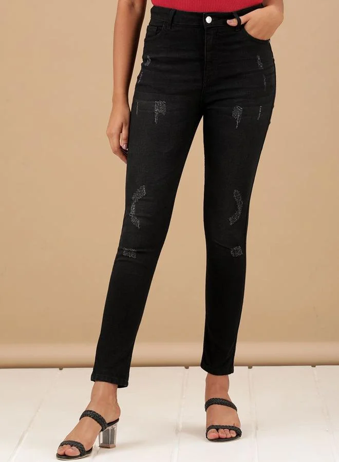 Freehand Freehand Women Black Skinny Fit Solid Jeans