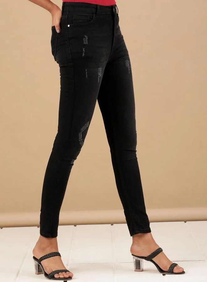 Freehand Freehand Women Black Skinny Fit Solid Jeans