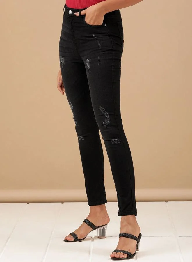Freehand Freehand Women Black Skinny Fit Solid Jeans