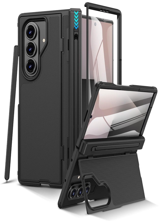 VEGO for Z-Fold-7-Case, Built-in Screen Protector & S Pen Holder [Invisible Kickstand][Hinge Protection] Support Wireless Charging Full-Body Shockproof Anti-Slip Hard Case for Samsung Z Fold 7-Black - Image 1