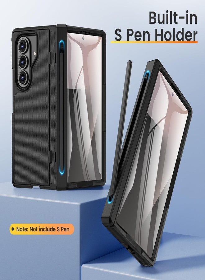 VEGO for Z-Fold-7-Case, Built-in Screen Protector & S Pen Holder [Invisible Kickstand][Hinge Protection] Support Wireless Charging Full-Body Shockproof Anti-Slip Hard Case for Samsung Z Fold 7-Black - Image 4