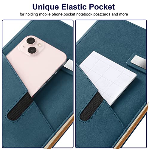 Mousbull A5 Lined Leather Journal with Pen, 240 Pages Refillable Hardcover Notebook with Pocket and Magnetic Buckle, 80gsm Thick Daily Diary for Men and Women, Great Gift for Business School Travel Personal - - Image 2