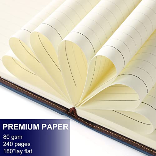 Mousbull A5 Lined Leather Journal with Pen, 240 Pages Refillable Hardcover Notebook with Pocket and Magnetic Buckle, 80gsm Thick Daily Diary for Men and Women, Great Gift for Business School Travel Personal - - Image 4