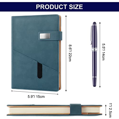 Mousbull A5 Lined Leather Journal with Pen, 240 Pages Refillable Hardcover Notebook with Pocket and Magnetic Buckle, 80gsm Thick Daily Diary for Men and Women, Great Gift for Business School Travel Personal - - Image 5